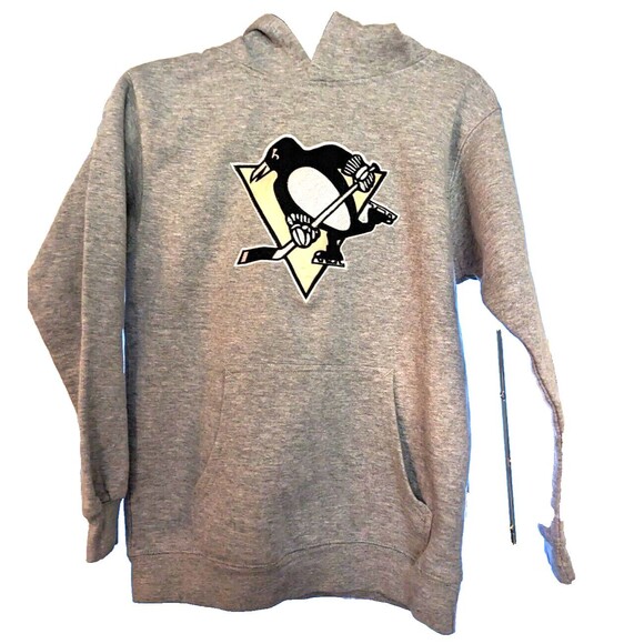 Pittsburgh Penguins boys grey hoody size medium (10-12) preowned - Picture 2 of 9